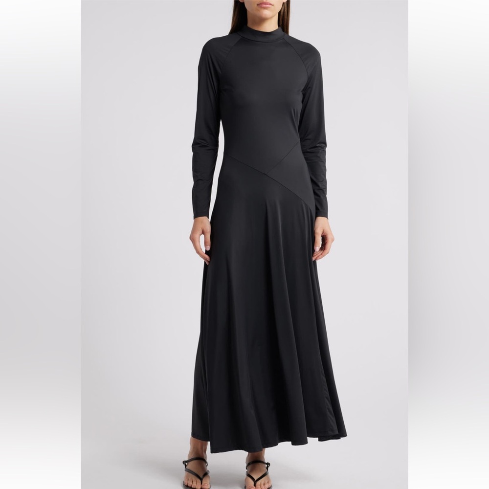 NEW Du Paradis Evie Long Sleeve Stretch Maxi Dress - Black